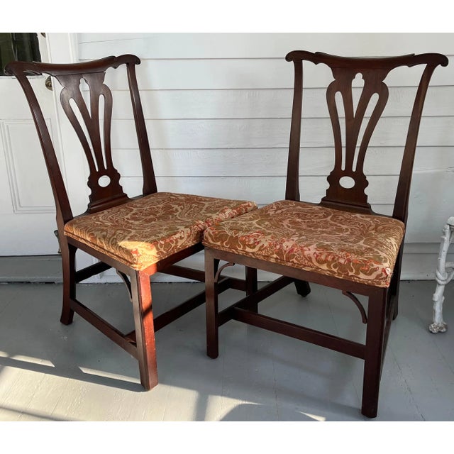 Antique 18th Century George III Chippendale Period Carved Mahogany Side Chairs or Back Stools - a Pair For Sale - Image 10 of 13