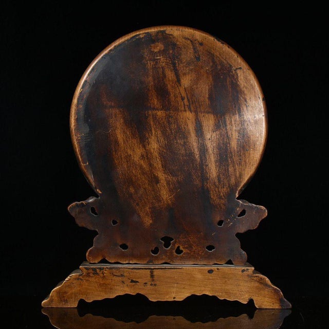 Asian Carved Hardwood Commemorative Table Screen — Mao Era, With Original Stand For Sale - Image 3 of 9