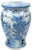 This is a beautiful blue and white porcelain garden stool in a "Baluster" shape stool with a canton village design around...