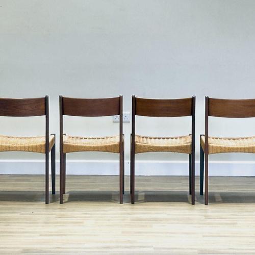 Danish Chairs in Teak and Paper Cord by Poul Cadovius, 1960s, Set of 4 For Sale - Image 6 of 12
