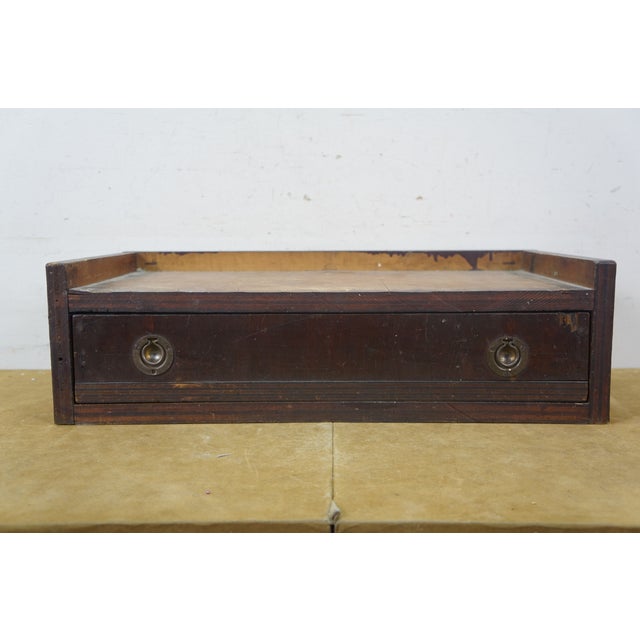 Antique Wooden Desk Drawer W Gallery Top & Brass Hardware 22" For Sale - Image 4 of 17