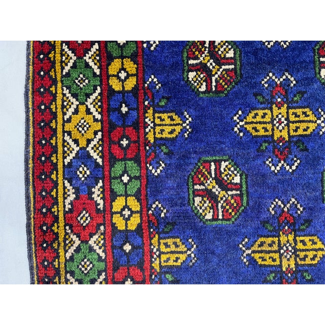 Cobalt Blue Turkmen-Style Mori Gul Wool Runner Rug, 2'8