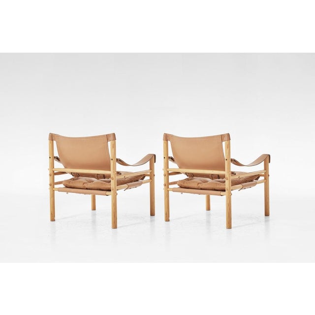 Vintage Tan Leather Scirocco Safari Lounge Chairs by Arne Norell for Arne Norell Ab, 1960s, Set of 2 For Sale - Image 3 of 8