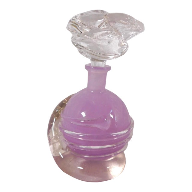Pink Tamaian Signed Art Glass Perfume Bottle For Sale