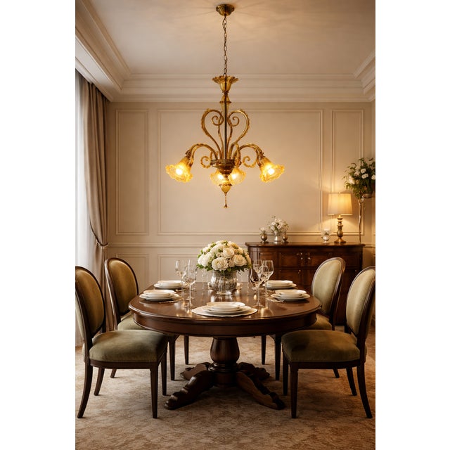 Vintage Murano Glass Chandelier attributed to Galliano Ferro, Italy, 1930s For Sale - Image 10 of 10