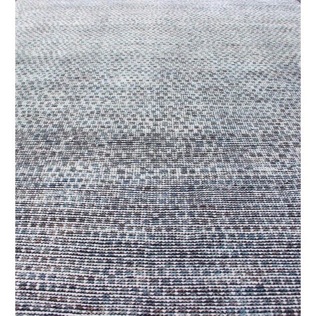 Textile Checkered Modern Distressed Rug in Shades of Green, Charcoal and White For Sale - Image 7 of 13