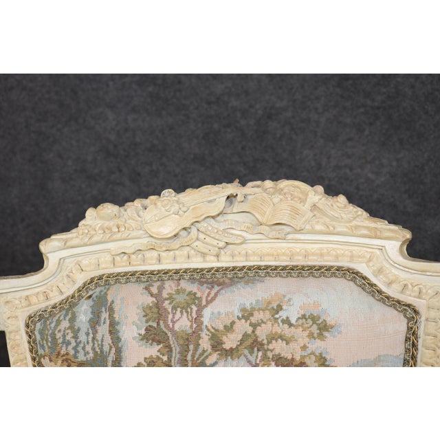 Early 20th C Pair Louis XVI Style Creme Painted W/ Gold Accent Armchairs For Sale - Image 12 of 15