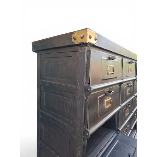 Vintage French Industrial Steel Filing Cabinet by Strafor, 1930 For Sale - Image 4 of 14