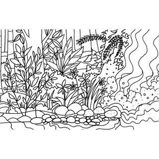 Jungle Waterfall, Original Ink Drawing by C L Auker For Sale