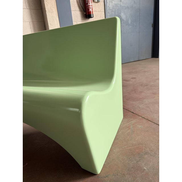 Mid-Century Large Mint Green Fibreglass Garden Bench, 1960s For Sale - Image 6 of 9