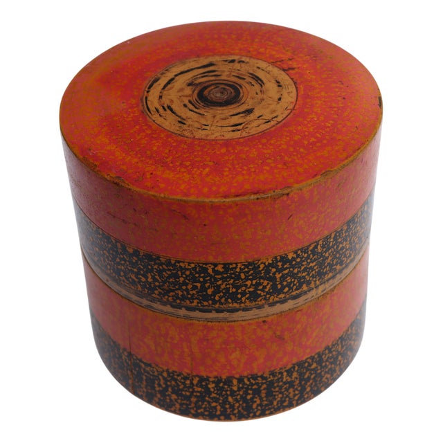 Handpainted Wooden Lacquerware Spice Box, 1950s For Sale