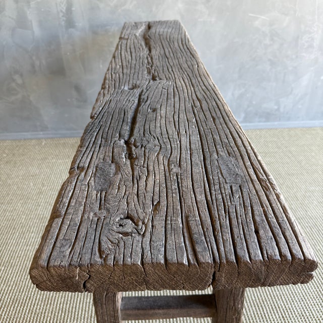 Vintage Elm Wood Console Table For Sale - Image 9 of 13