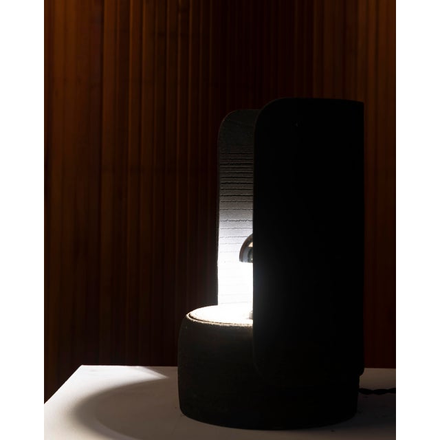 Black Sculptural Table Lamp in Turned Ceramic, 1970s For Sale - Image 8 of 12