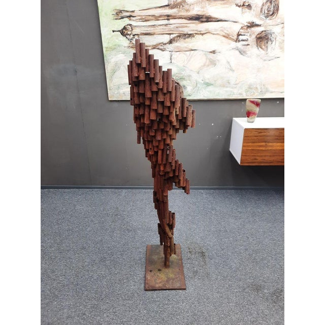 Mid-Century Modern Brutalist and Decorative Iron Art Sculpture, 1970s For Sale - Image 3 of 13