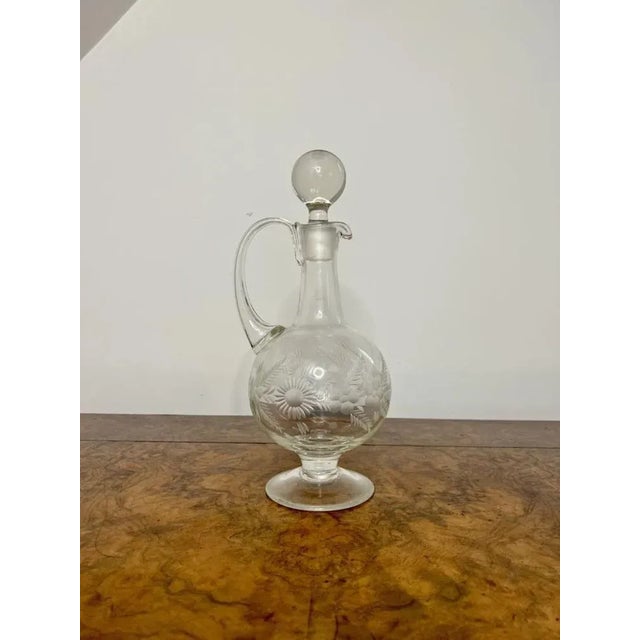 Fantastic quality antique Victorian glass ewer having a fantastic quality antique Victorian cut glass ewer with a shaped...