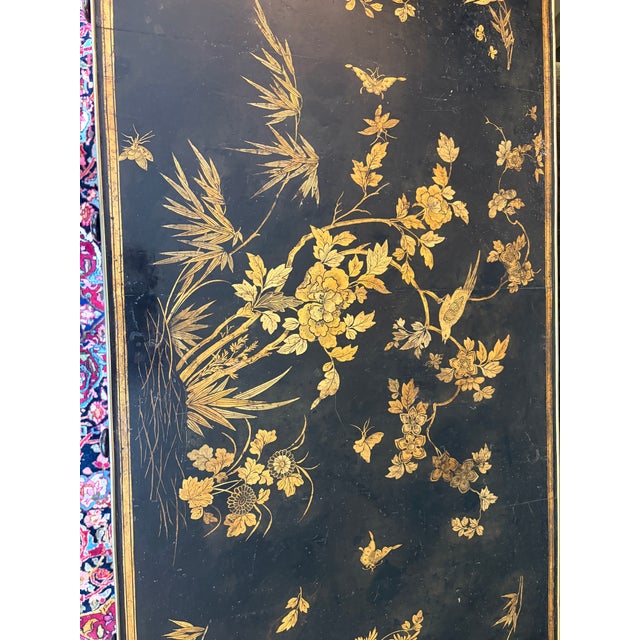 Black Early 19th Century Regency Brass-Mounted Black Lacquer and Parcel-Gilt Chinoiserie Sofa Table For Sale - Image 8 of 12