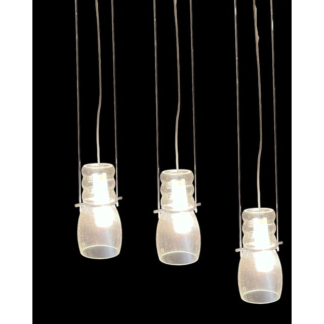Murano glass chrome light pendants set of 3 by zonca voghera height 97 cm width 16 cm depth 16 cm features 1 light...