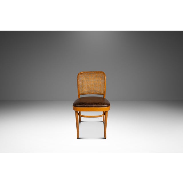 Mid-Century Modern Single Patinaed Bentwood Prague Model 811 Side Dining Chair in Leather in the Manner of Josef Frank for Stendig, Usa, C. 1960s For Sale - Image 3 of 18