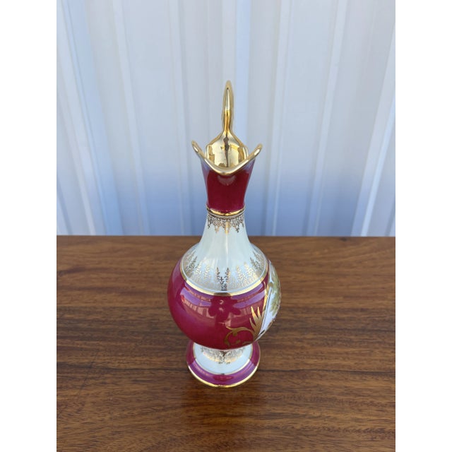 Mid 20th Century Limoges, France- Decorative Hand Painted Porcelain Ewer For Sale - Image 5 of 12