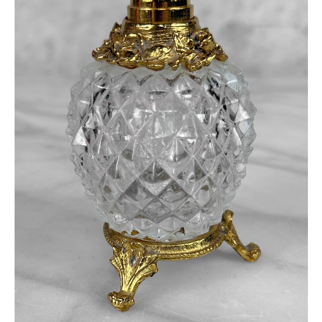 Gold Vintage Victorian Gold Ormolu Crystal Vanity Perfume Bottle For Sale - Image 8 of 9