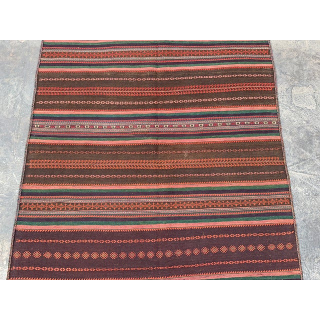 Islamic Vintage Afghan Hand Woven Tribal Maldari Kilim Rug For Sale - Image 3 of 7