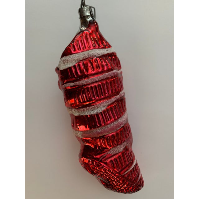 Traditional 1960s Vintage German Christmas Glass Stocking Christmas Ornament For Sale - Image 3 of 5