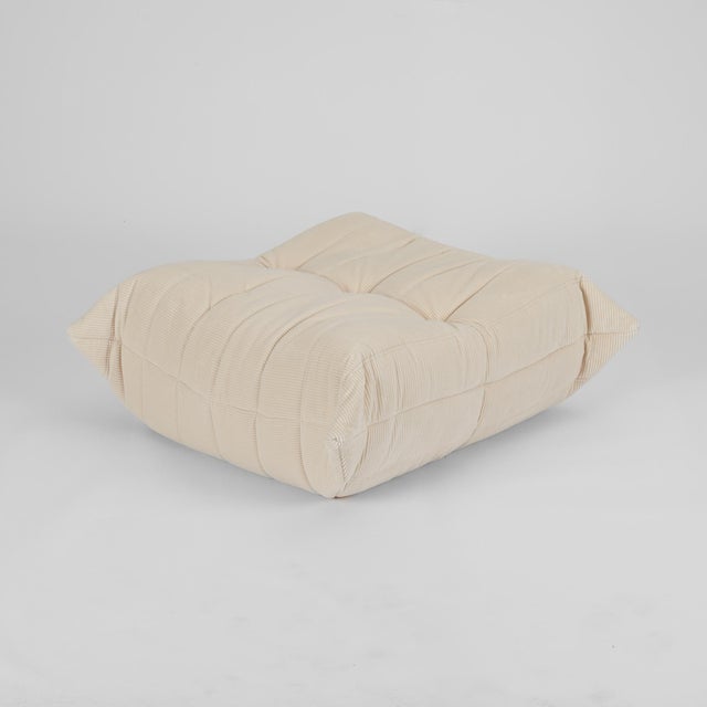 Authentic Ligne Roset Togo Corner Chair & Ottoman in Vanilla Corduroy For Sale - Image 9 of 11