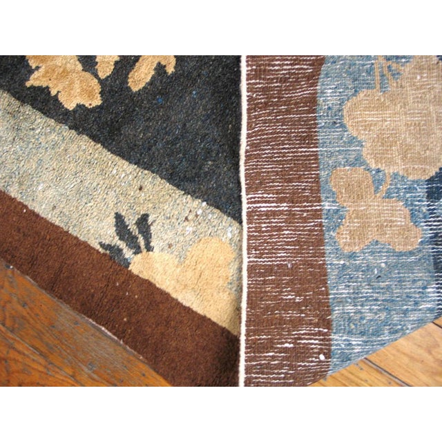 1920s Brown Floral Medallion Antique Chinese Peking Rug 9'0"x 11'6" Handknotted Wool Carpet For Sale In New York - Image 6 of 6
