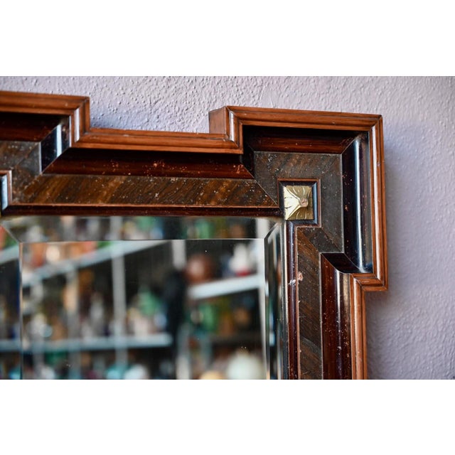 Antique Art Deco Bohemian Mirror with Beveled Edge, 1940s For Sale - Image 3 of 7