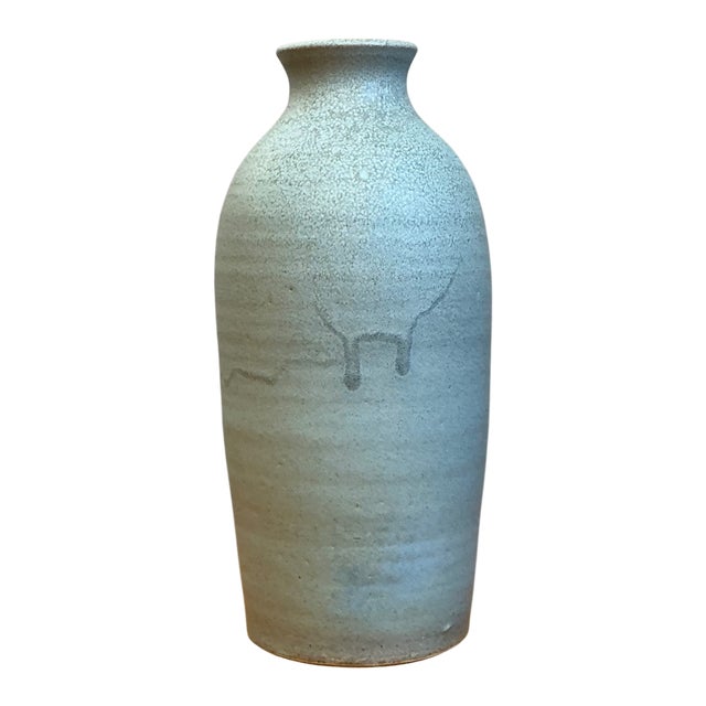 Vintage Blue Glazed Studio Pottery Vase For Sale - Image 12 of 15