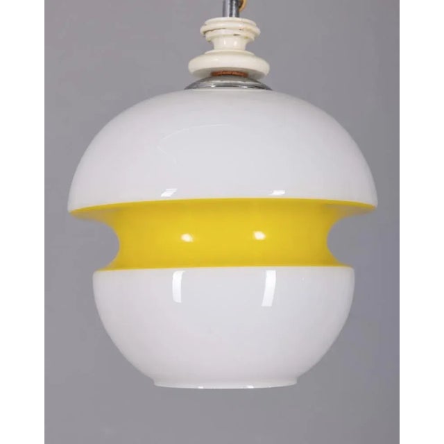 White Vintage White and Yellow Glass Pendant, Italy, 1970s For Sale - Image 8 of 8