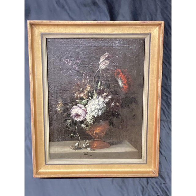 Northern School Artist, Still Life with Bouquet, Oil on Canvas, Framed For Sale - Image 11 of 18