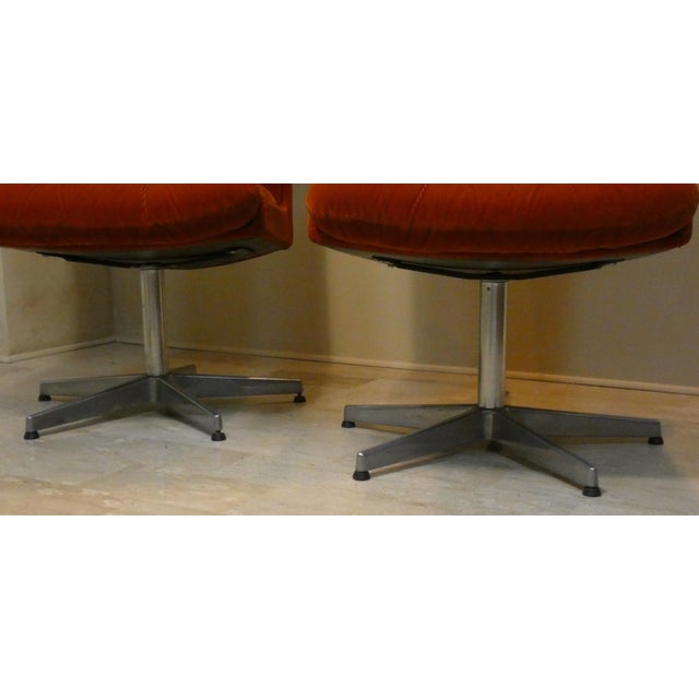 Orange Rust-Colored Velvet Chairs, Italy, 1970s, Set of 2 For Sale - Image 8 of 15