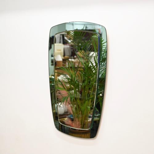 Vintage Rectangular Turquoise Beveled Mirror by Cristal Art, Italy, 1960s For Sale - Image 14 of 16