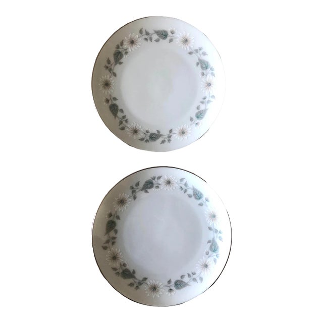 Two 1960s Noritake Wellesley Platinum Rim Dessert Plates - a Pair For Sale