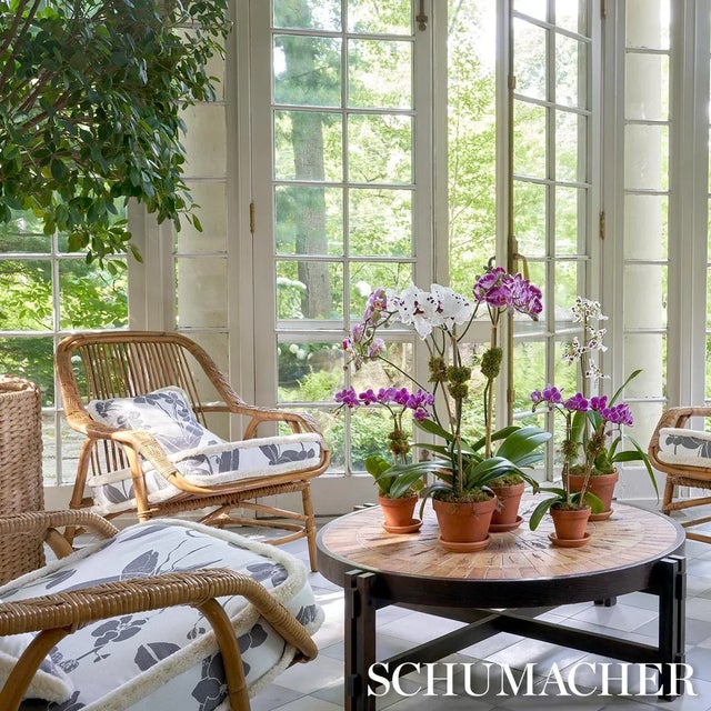 Schumacher Sample - Schumacher x Hera Ford Orchids Have Dreams Fabric in Soft Black For Sale - Image 4 of 4