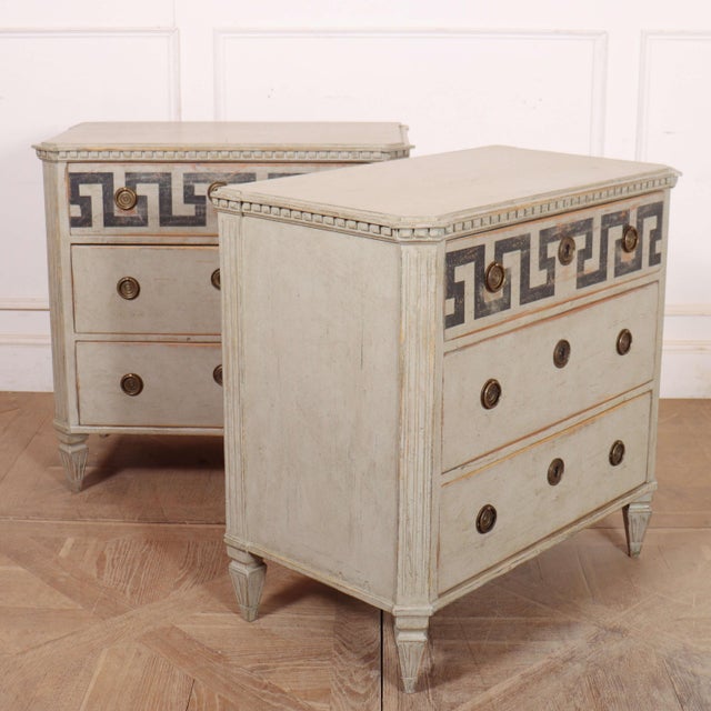 Swedish Pine 3-Drawer Commodes, Set of 2 For Sale - Image 11 of 14