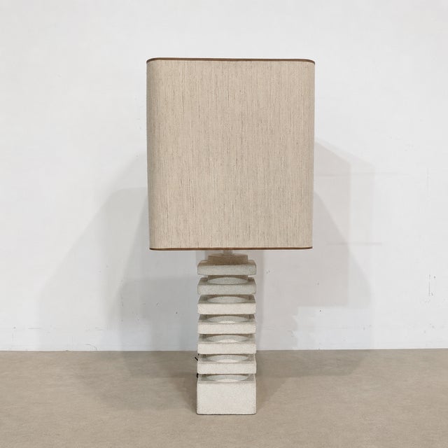 Large French Brutalist Limestone Lamp, 1970 For Sale - Image 10 of 10