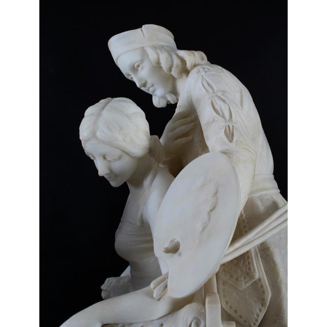 P. Emilio Fiaschi, The Artist's Muse, 19th Century, Large Alabaster Sculpture For Sale - Image 12 of 18