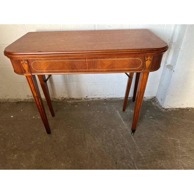 Antique Federal Style Mahogany Inland Extension Console or Dining Table With 3 Leaves For Sale In Washington DC - Image 6 of 12