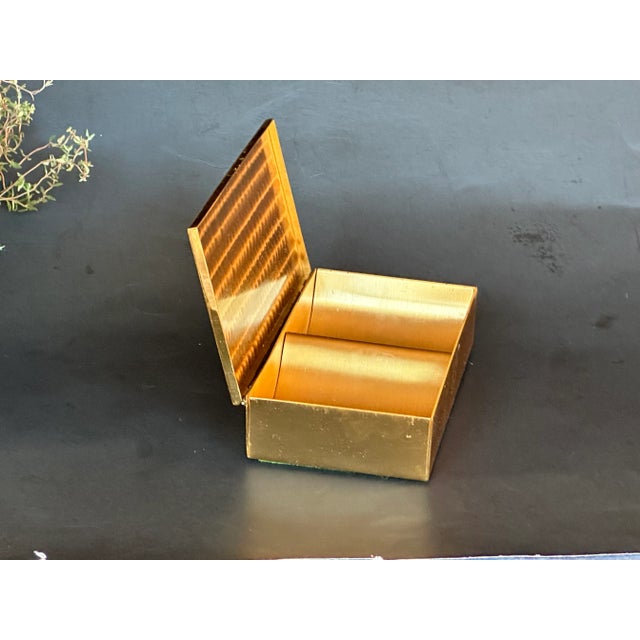 Metal Vintage Brass Cigarette Box With Etched Pictorial Map For Sale - Image 7 of 12