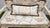Shabby Chic Vintage French Country Distressed Cream Painted Carved Wood Settee With Custom Toile Cushion For Sale - Image 3 of 15