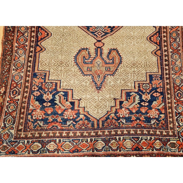 Antique Persian Serab Runner Rug, Hand-Knotted Wool, Geometric Medallion Pattern, Camel & Red, 4x11 For Sale In Chicago - Image 6 of 12