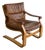 In Style of Åke Fribytter Brown Leather Lounge Chair Swedish Mid-Century Modern 1970s For Sale