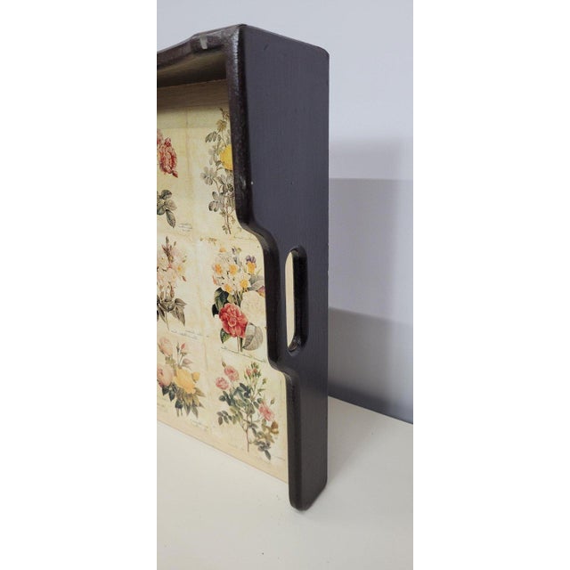 1920 Botanical Wood Butler Serving Tray Large Floral English Country Decor For Sale - Image 9 of 13