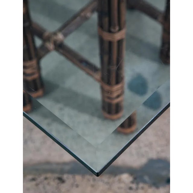 1960s Mid Century Modern Dining Table Glass McGuire Bamboo Organic For Sale - Image 9 of 12