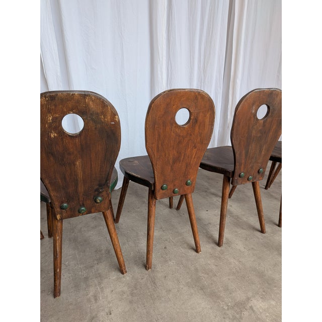 Vintage Brutalist Wooden Dining Chairs, 1970s, Set of 6 For Sale - Image 13 of 18