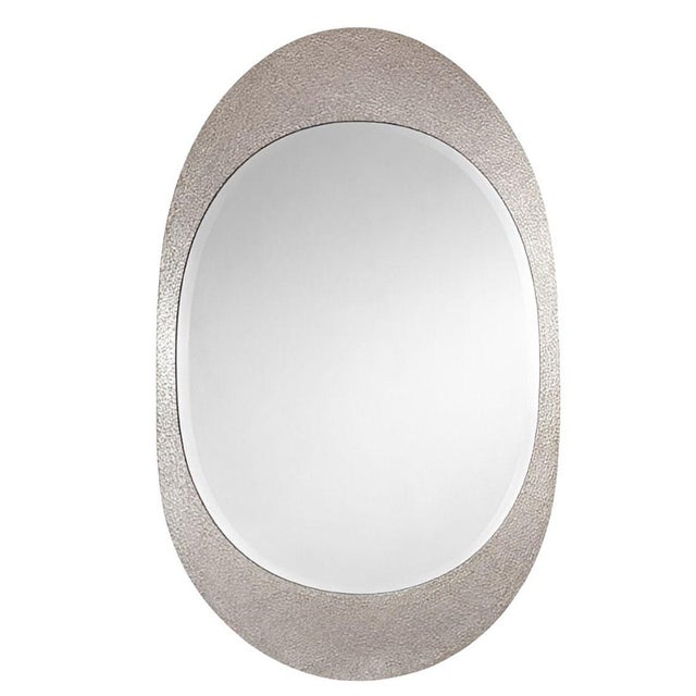 Pair of American Contemporary Hammered Metal Consoles With Mirrors & Marble Tops For Sale - Image 4 of 12