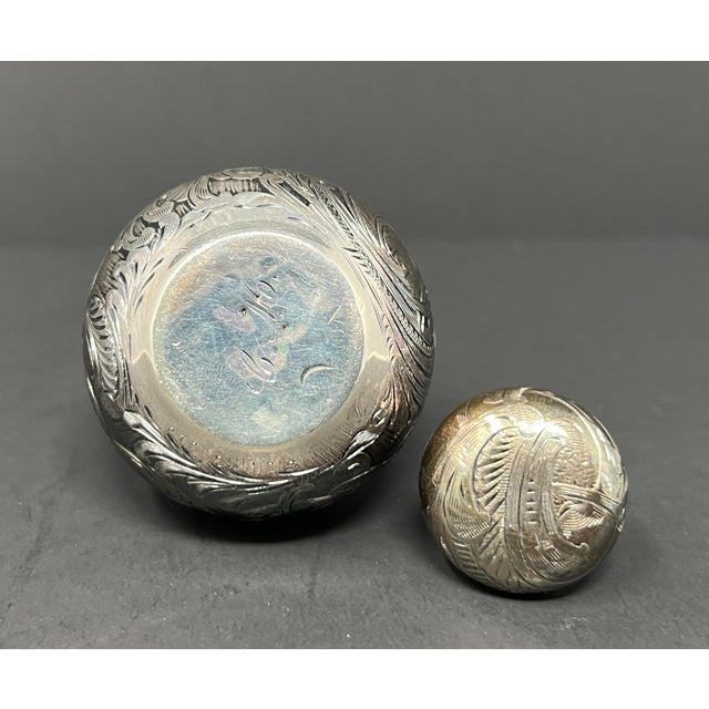 Silver Alvin Art Nouveau Sterling Silver Overlay Perfume Bottle, c.1900 (3.25 In.) For Sale - Image 8 of 10