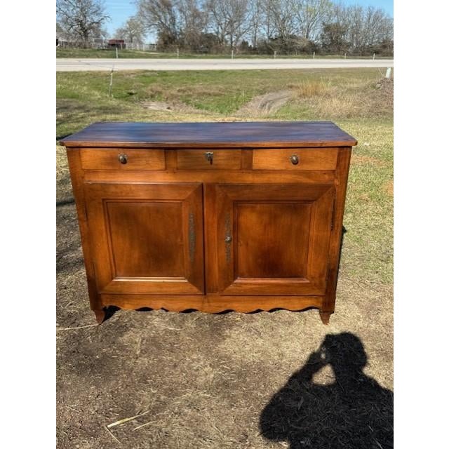 18th Century French Country Louis XV Solid Walnut Sideboard / Buffet For Sale - Image 4 of 16
